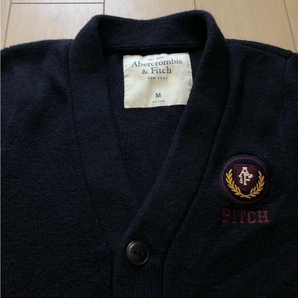 Abercrombie & Fitch Varsity Embroidered Cardigan in Navy Men’s Size M - Picture 8 of 12